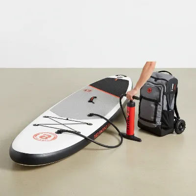The Red Paddle Co Titan II pump and ATB board bag with the deflated 10'6 paddle board
